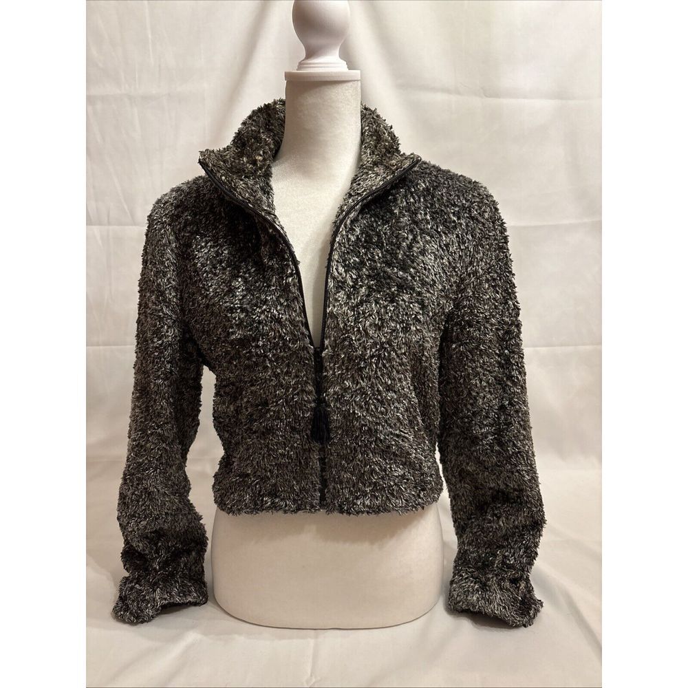 VTG Earl Rutenberg Jacket Womens‎ Small Black/White Faux Fur Zip Blazer Lined